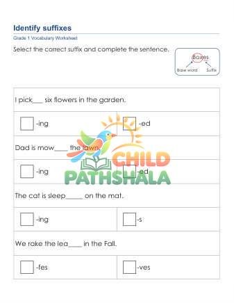 Identify Suffixes 2 Worksheet for Grade 1
