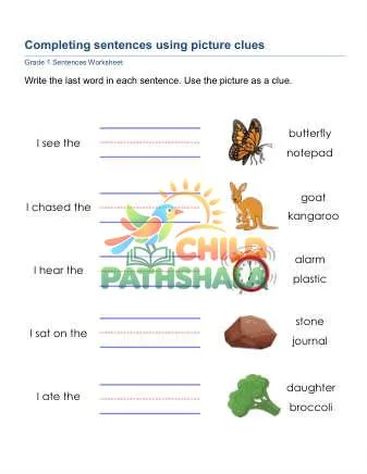 Preview of Sentences Picture Clues