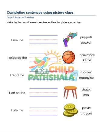 Sentences Picture Clues D