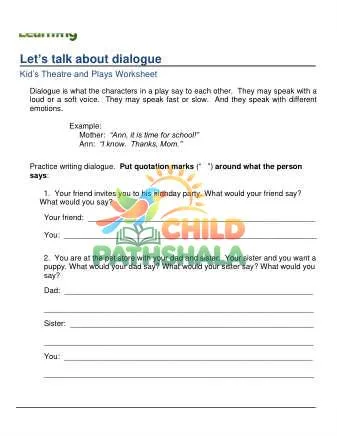 Preview of Kids Theater Plays Dialogue