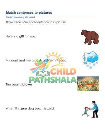 Sentences Pictures 3 Worksheet for Grade 1