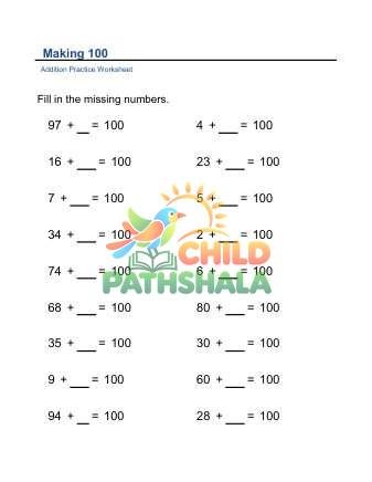 Making 100 A Worksheet for Grade 1