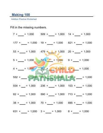 Making 1000 E Worksheet for Grade 1