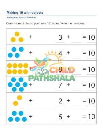 Making Ten Objects B Worksheet for Grade 1