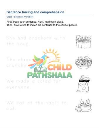Sentences Read Trace D Worksheet for Grade 1