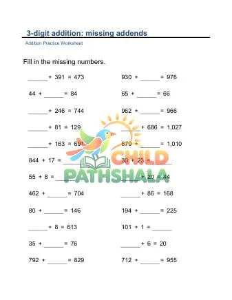 Preview of Missing Addends 3x3digit