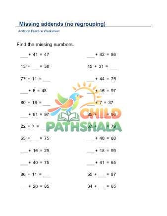 Missing Addends No Regrouping D