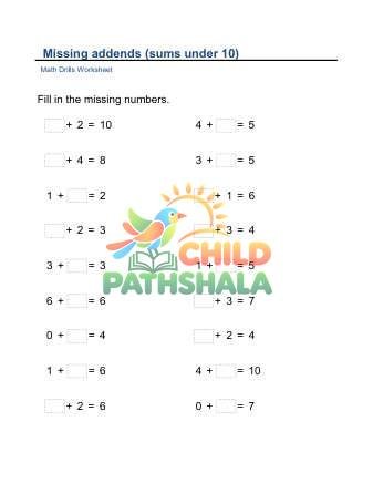 Missing Addends Sums To 10 A