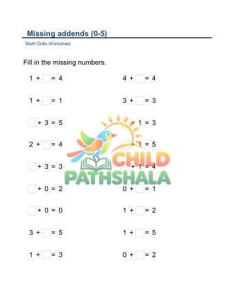 Missing Addends Sums To 5 B