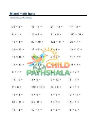 Preview of Mixed Math Facts Horizontal