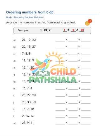 Preview of Order Numbers Up To 30 A