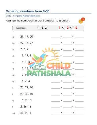 Preview of Order Numbers Up To 30