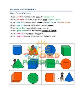 Positions B Worksheet for Grade 1
