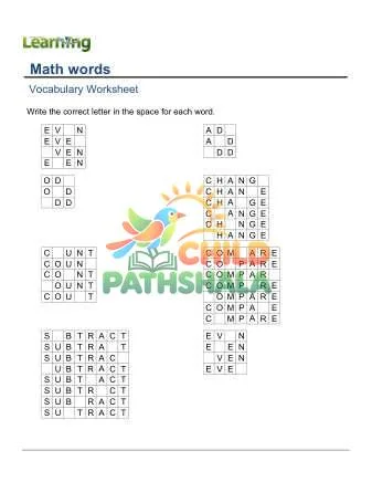 Preview of Practice Words Math
