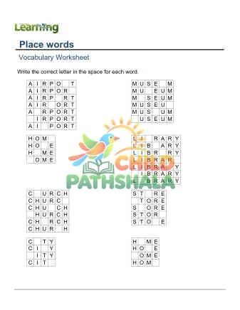 Preview of Practice Words Places