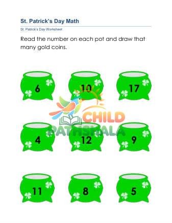 St Patricks Day Math Worksheet for Grade 1