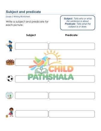 Subjects Predicates A Worksheet for Grade 1