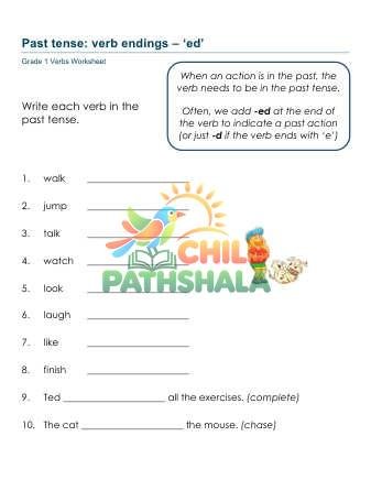 Verbs Past Tense A Worksheet for Grade 1