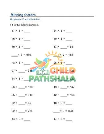 Preview of Tens Hundreds Missing Factors