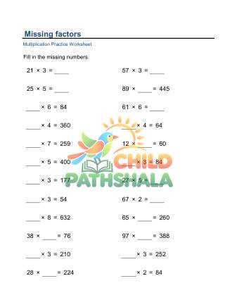 Preview of Tens Hundreds Missing Factors B