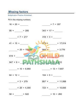 Preview of Tens Hundreds Missing Factors D