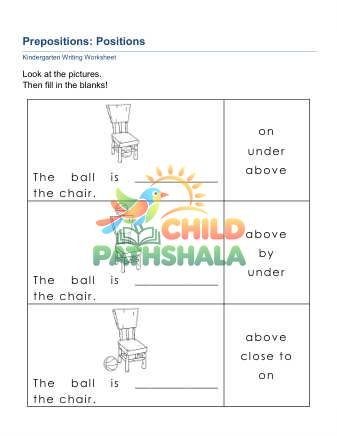 Preview of Write Prepositions A