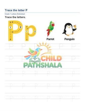 Trace Letter P Worksheet for Grade 1