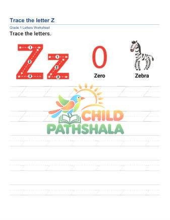 Trace Letter Z Worksheet for Grade 1