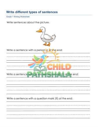 Write Sentences Types A