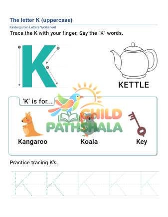 Uppercase Letter K Worksheet for Grade 1