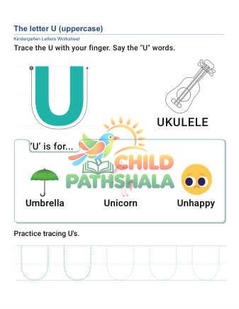 Uppercase Letter U Worksheet for Grade 1
