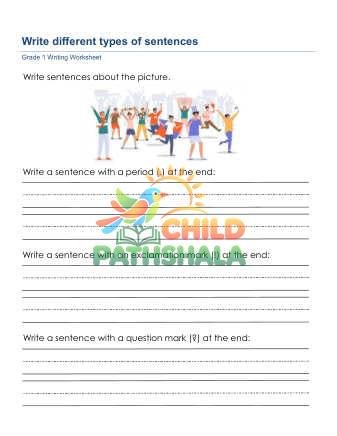 Write Sentences Types C Worksheet for Grade 1