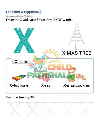 Uppercase Letter X Worksheet for Grade 1