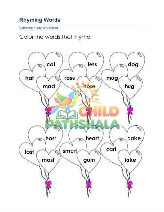 Preview of Valentine Rhyming Words