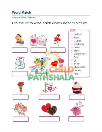 Preview of Valentine Word Match