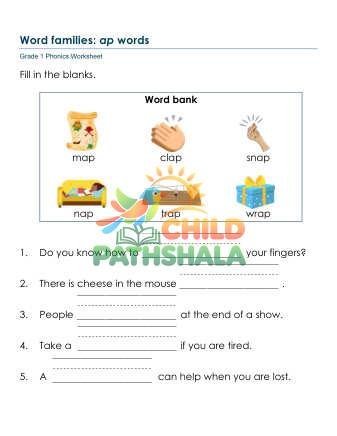 Word Families Worksheet for Grade 1