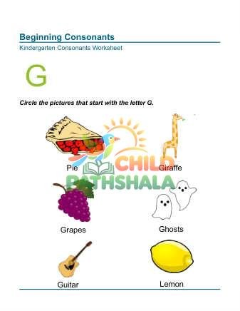 Preview of Beginning Consonants Letter G