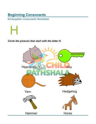 Preview of Beginning Consonants Letter H