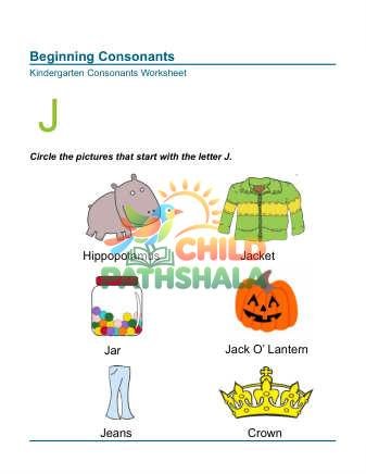 Preview of Beginning Consonants Letter J