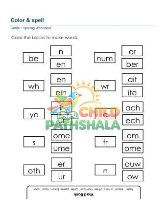 Preview of Color Spell Words Mfe