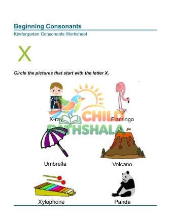Preview of Beginning Consonants Letter X