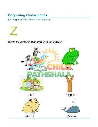 Preview of Beginning Consonants Letter Z