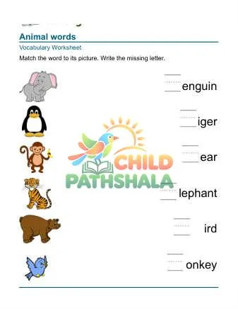 Preview of Practice Words Animals