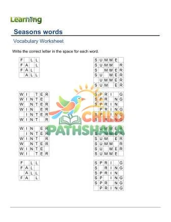 Preview of Practice Words Seasons