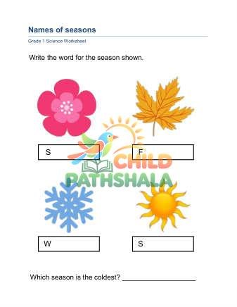 Preview of Seasons Names B