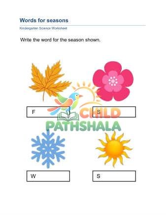 Preview of Seasons Words B