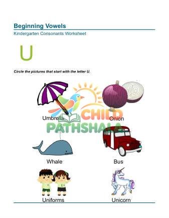 Preview of Beginning Vowels Letter U