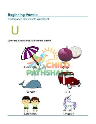 Preview of Beginning Vowels Letter U