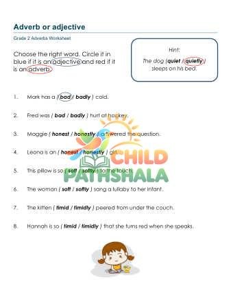 Adjective Or Adverb B Worksheet for Grade 2