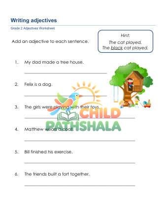 Adjectives B Worksheet for Grade 2